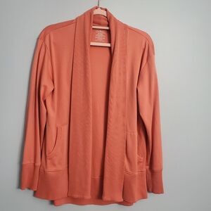 LL Bean Woman's 100% Supima Cotton Open Cardigan Pumkin Color Sz M